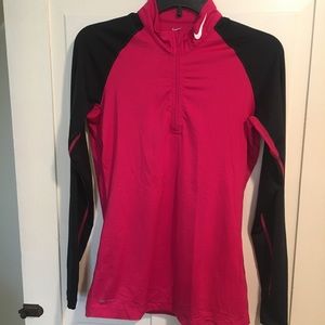 Pink and black Nike Pro DRI-FIT quarter-zip up